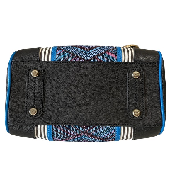 EUC Henri Bendel Centennial Mini Barrel Bag Striped Blue Tapestry - Picture 7 of 17